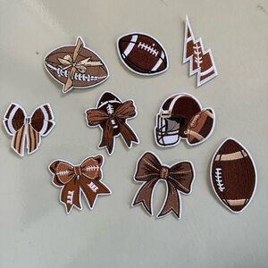 Brown Football Themed Iron-On Patches